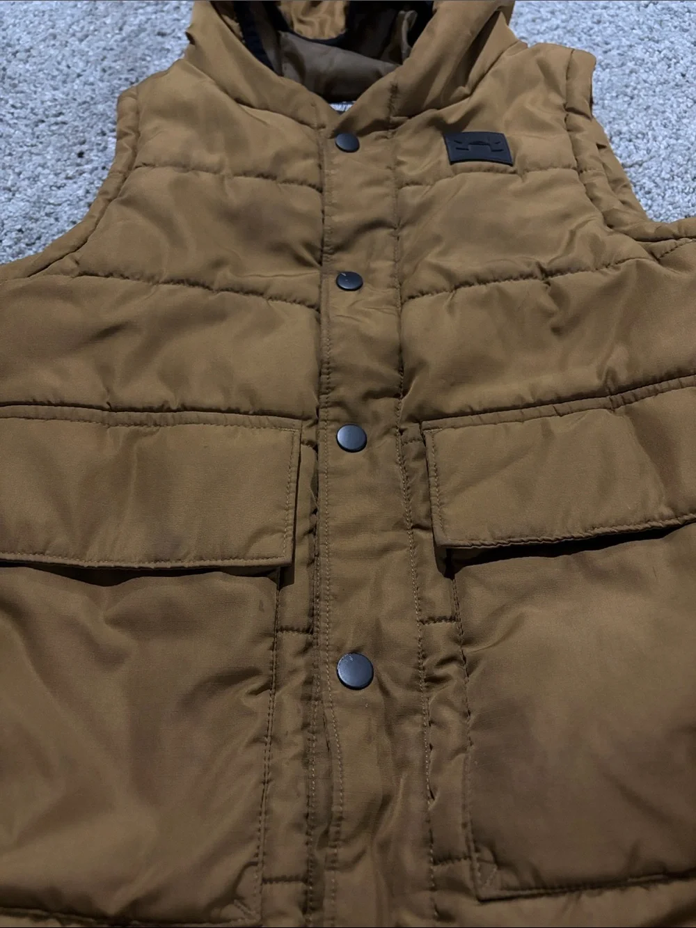 Under Armour Kids Quilted Hooded Vest in Mustard Brown